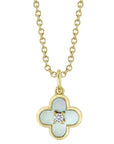 Shy Creation Jewellery - Necklace Shy Creation 14K Yellow Gold Mother of Pearl and Diamond Clover Necklace