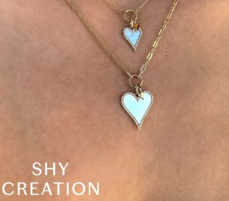 Shy Creation Jewellery - Necklace Shy Creation 14K Yellow Gold Mother of Pearl Diamond Heart Necklace