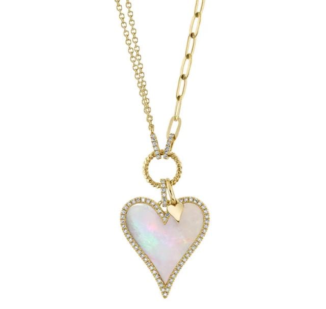 Shy Creation Jewellery - Necklace Shy Creation 14K Yellow Gold Mother of Pearl Diamond Heart Necklace