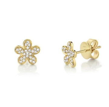 Shy Creation Jewellery - Earrings - Stud Shy Creation 14K Yellow Gold Pave Diamond Flower Studs