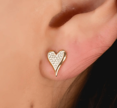 Shy Creation Jewellery - Earrings - Stud Shy Creation 14K Yellow Gold Pave Diamond Heart Studs