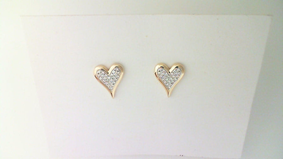 Shy Creation Jewellery - Earrings - Stud Shy Creation 14K Yellow Gold Pave Diamond Heart Studs