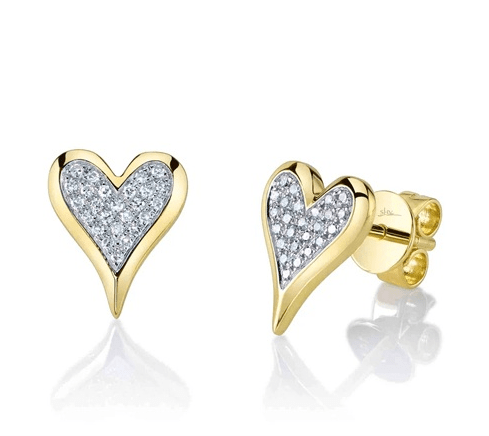 Shy Creation Jewellery - Earrings - Stud Shy Creation 14K Yellow Gold Pave Diamond Heart Studs