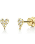 Shy Creation Jewellery - Earrings - Stud Shy Creation 14K Yellow Gold Small Diamond Pave Heart Studs