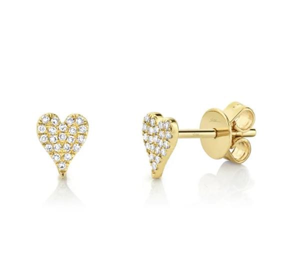 Shy Creation Jewellery - Earrings - Stud Shy Creation 14K Yellow Gold Small Diamond Pave Heart Studs