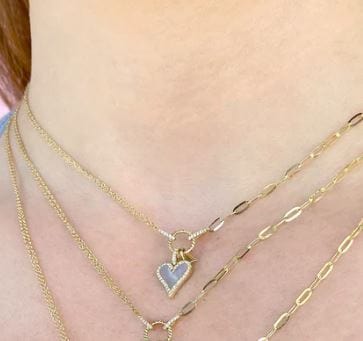 Shy Creation Jewellery - Necklace Shy Creation 14K Yellow Gold Small Mother of Pearl Diamond Heart Necklace