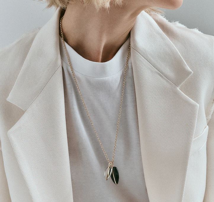 BY PARIAH 14k Yellow Gold Green Amethyst Small Pebble Pendant