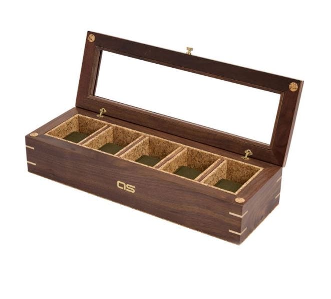 Wolf Designs Accessories - Watch Accessories Wolf Analog Shift Walnut Flatiron II 5 Piece Watch Box
