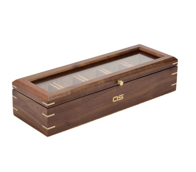 Wolf Designs Accessories - Watch Accessories Wolf Analog Shift Walnut Flatiron II 5 Piece Watch Box