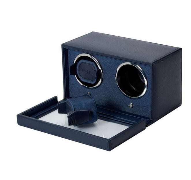 Wolf Designs Accessories - Watch Accessories Wolf Navy Cub Double Watch Winder with Cover