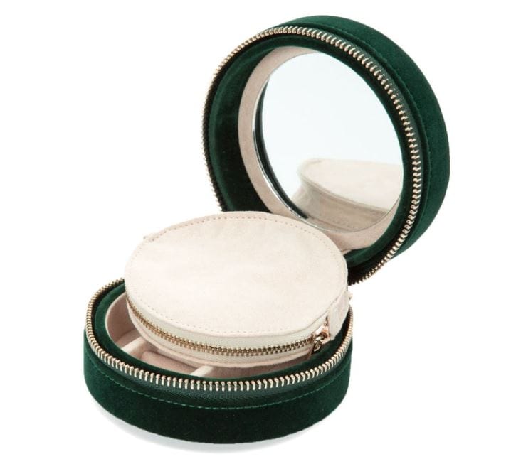 Wolf Designs Accessories - Jewellery Accessories Wolf Zoe Forest Green Embroidered Round Jewellery Travel Case