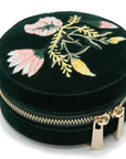 Wolf Designs Accessories - Jewellery Accessories Wolf Zoe Forest Green Embroidered Round Jewellery Travel Case