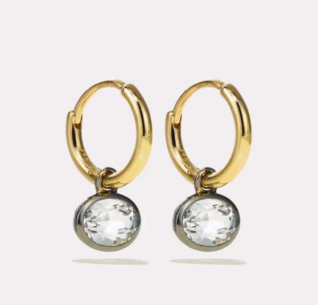 BY PARIAH 14k Yellow Gold White Topaz Orbit Hoops