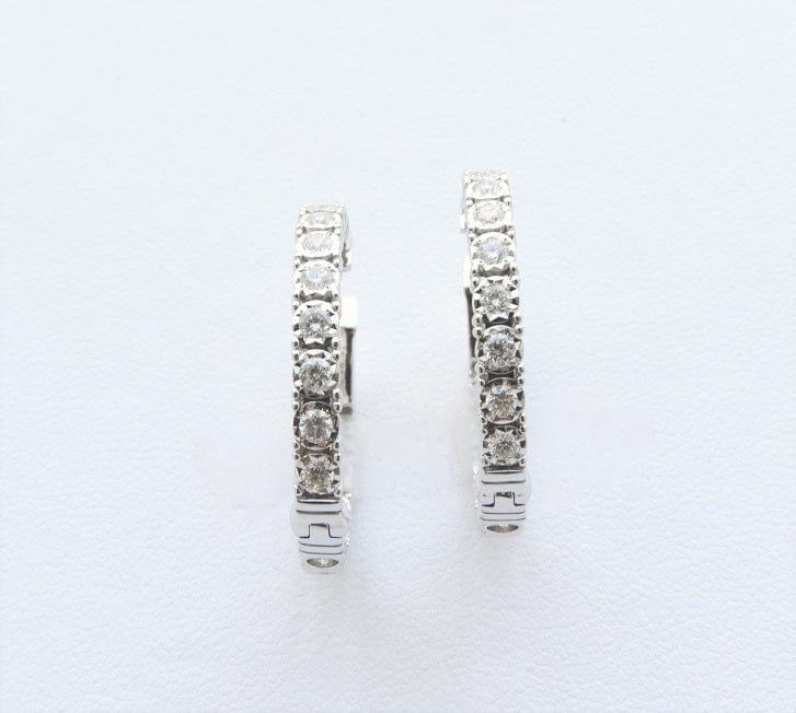 Amden Jewelry Jewellery - Earrings - Hoop 14K White Gold 0.99 Carat Diamond Hoops