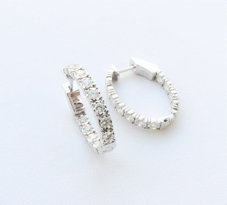 Amden Jewelry Jewellery - Earrings - Hoop 14K White Gold 1.38 Carat Diamond Hoops