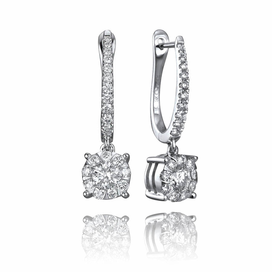 Backes & Strauss Jewellery - Earrings - Drop Backes and Strauss White Gold and Diamond Bouquet Drop Earrings, Large