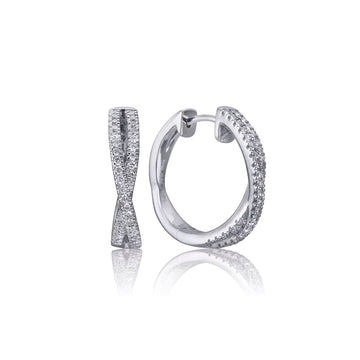 Backes & Strauss Jewellery - Earrings - Hoop Backes and Strauss White Gold and Diamond Cross-Over Hoop Earrings
