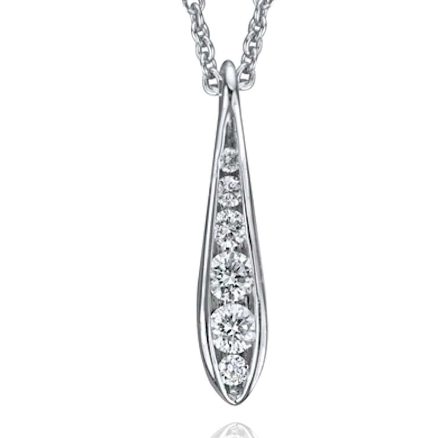 Backes & Strauss Jewellery - Necklace Backes and Strauss White Gold and Diamond Petite Channel Pendant Necklace