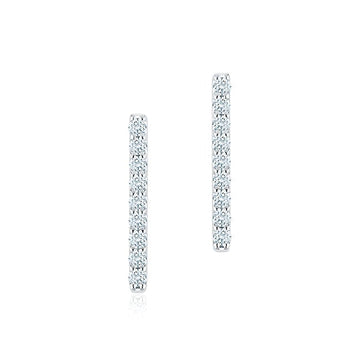 Birks Jewellery - Earrings - Drop Birks 18K White Gold Diamond Bar Earrings