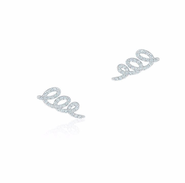 Birks Jewellery - Earrings - Stud Birks 18K White Gold Diamond Swirly Studs