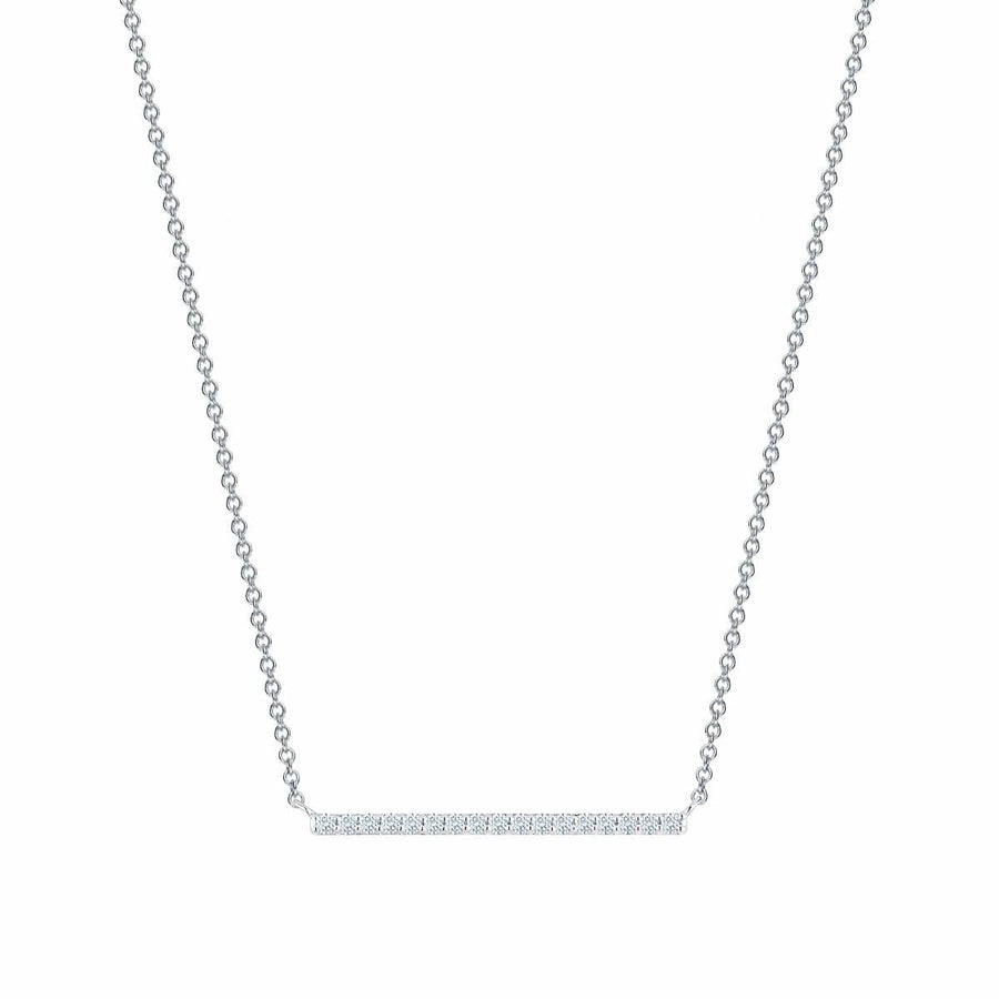 Birks Jewellery - Necklace Birks 18K White Gold Horizontal Diamond Bar Necklace