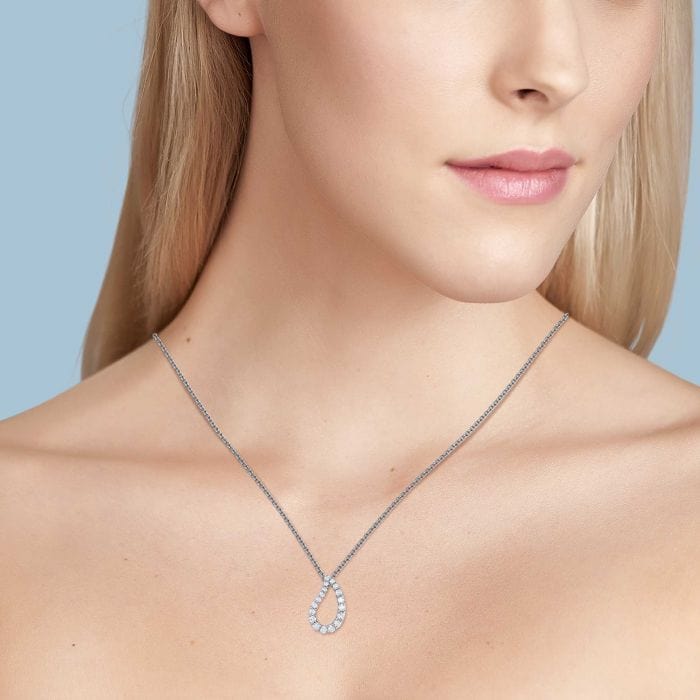 Birks Jewellery - Necklace Birks 18K White Gold Open Petale Drop Diamond Necklace