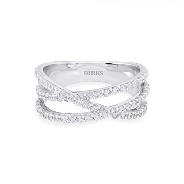 Birks Jewellery - Band - Diamond Birks 18K White Gold Rosee du Matin 0.61ctw Diamond Crossover Ring