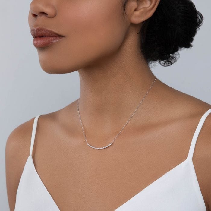 Birks Jewellery - Necklace Birks 18K White Gold Rosee du Matin Diamond Bar Necklace