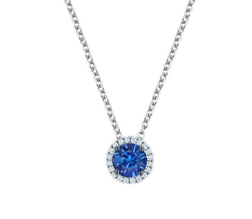Birks Jewellery - Necklace Birks 18K White Gold Rosee du Matin Sapphire Diamond Halo Necklace