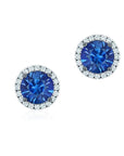Birks Jewellery - Earrings - Stud Birks 18K White Gold Sapphire Diamond Halo Studs
