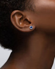 Birks Jewellery - Earrings - Stud Birks 18K White Gold Sapphire Diamond Halo Studs