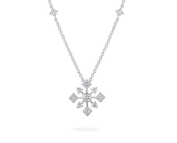 Birks Jewellery - Necklace Birks 18K White Gold Snowflake Diamond Cluster Necklace