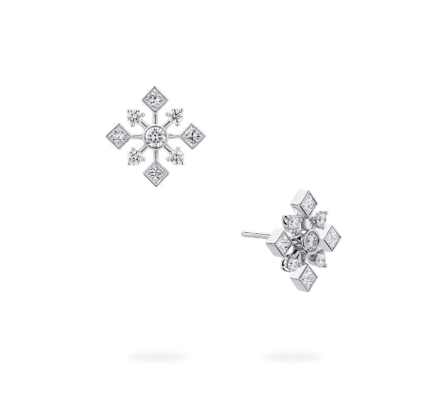 Birks Jewellery - Earrings - Stud Birks 18K White Gold Snowflake Diamond Cluster Studs