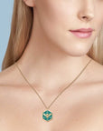 Birks Jewellery - Necklace Birks 18K Yellow Gold Bee Chic Teal Enamel Hexagon Necklace