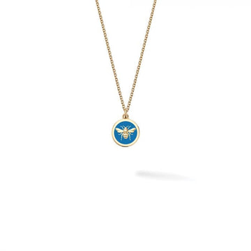 Birks Jewellery - Necklace Birks 18K Yellow Gold Blue Enamel Bee Chic Medallion Necklace