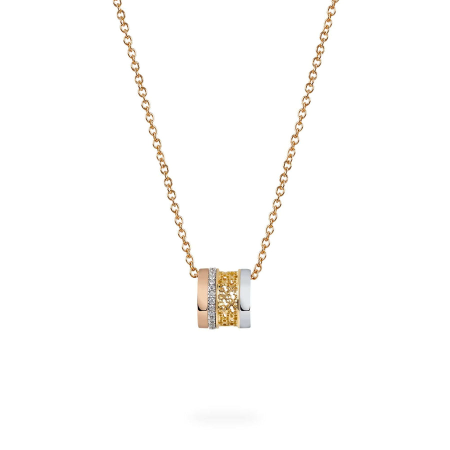 Birks Jewellery - Necklace Birks Muse Tri-Gold Diamond Stacked Pendant