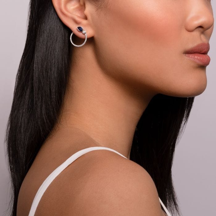 Birks Jewellery - Earrings - Hoop Birks Splash Diamond and Sapphire Small Hoops Earrings