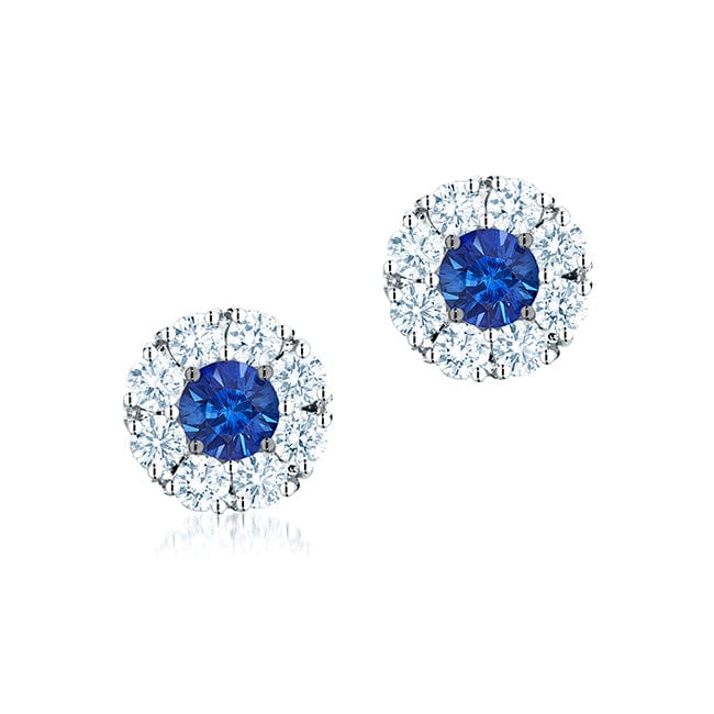 Birks Jewellery - Earrings - Stud Birks White Gold Diamond and Sapphire Cluster Stud Earrings