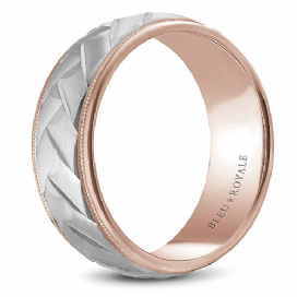 Crown Ring Jewellery - Band - Plain Bleu Royale 14k White and Rose Gold Frosted Wedding Band