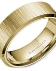 Crown Ring Jewellery - Band - Plain Bleu Royale 14K Yellow Gold Bark Finish Wedding Band