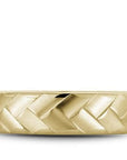Crown Ring Jewellery - Band - Plain Bleu Royale 14K Yellow Gold Frosted Braid Pattern Band