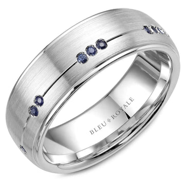 Crown Ring Jewellery - Band - Coloured Stone Bleu Royale White Gold and Blue Sapphires Wedding Band