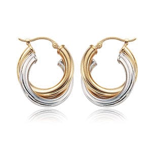 Carla Corp Jewellery - Earrings - Hoop Carla 14K White and Yellow Gold Round Double Hoops