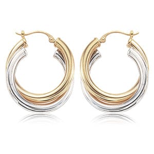 Carla Corp Jewellery - Earrings - Hoop Carla 14K Yellow and White Gold Double Hoops