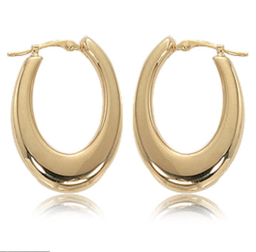 Carla Corp Jewellery - Earrings - Hoop Carla 14k Yellow Gold Flat Oval Hoop Earrings