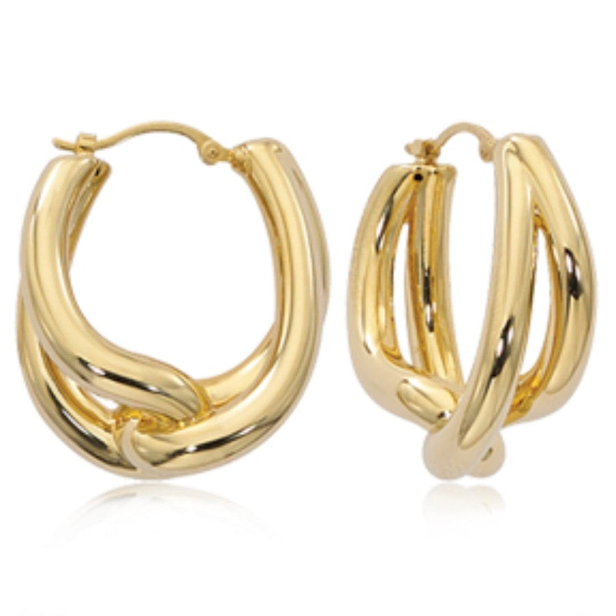 Carla Corp Jewellery - Earrings - Hoop Carla 14k Yellow Gold Interlocking Tear Drop Earrings