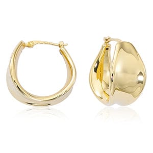 Carla Corp Jewellery - Earrings - Hoop Carla 14K Yellow Gold Shiny Pinched U Hoops