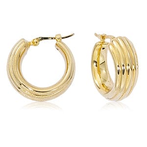 Carla Corp Jewellery - Earrings - Hoop Carla 14k Yellow Gold Small Lined Hoop Earrings