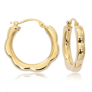 Carla Corp Jewellery - Earrings - Hoop Carla 14k Yellow Gold Small Scalloped Hoop Earrings