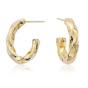 Carla Corp Jewellery - Earrings - Hoop Carla 14k Yellow Gold Small Twisted Oval Hoop Earrings